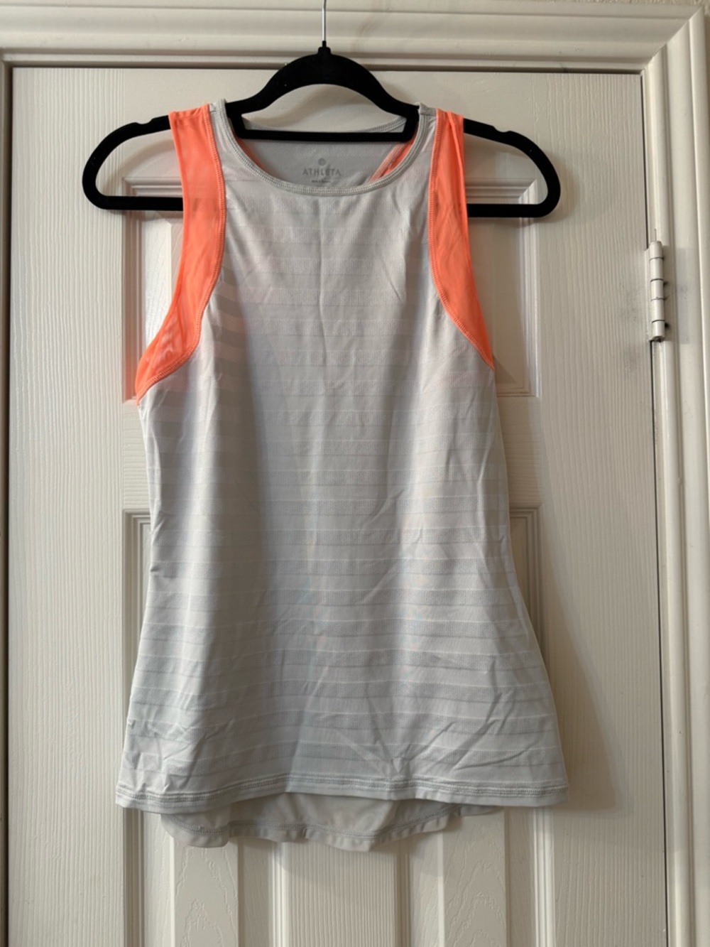 Athleta Gray tank with Coral-Orange Racerback Trim